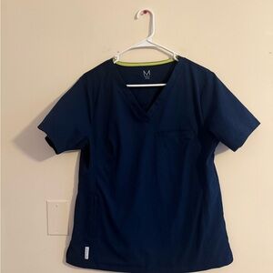 Midnight Navy V-Neck Women's Top by M (Pocket Detail)